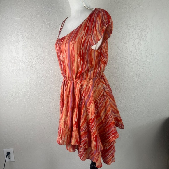 Free People Women’s Heart Shaped Face Mini Dress Sz Small No Belt Orange - Picture 3 of 12